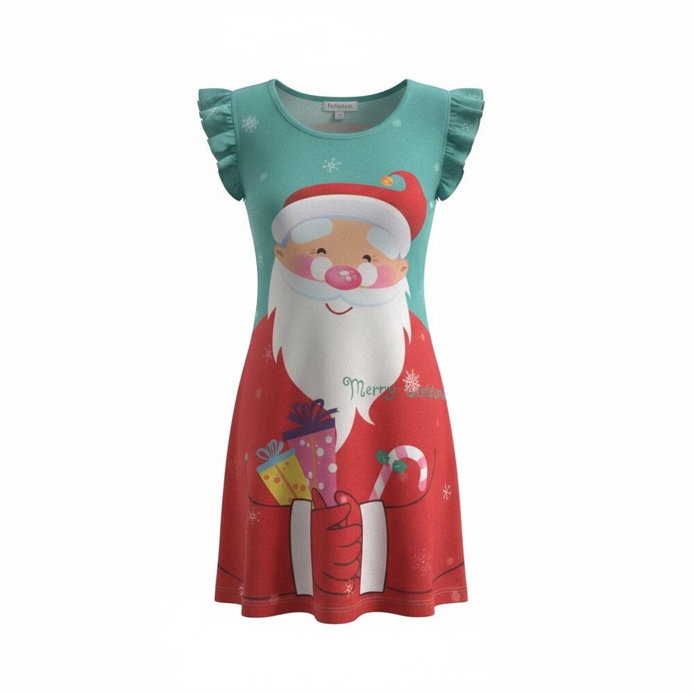 Perfashion Girls Christmas Dress Santa Claus Sleeveless Holiday Size 6 7Y
